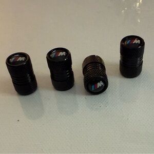 BMW Motorsports Valve Stem Caps in Black Set of 4 NWT